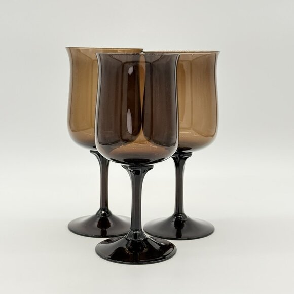 Lenox Crystal SET OF Three Espresso Brown Wine Water Goblets Expression Line - Picture 7 of 7